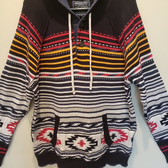 American Eagle Outfitters Men's Southwestern Hooded Sweater, Size: L - Picture 2 of 16
